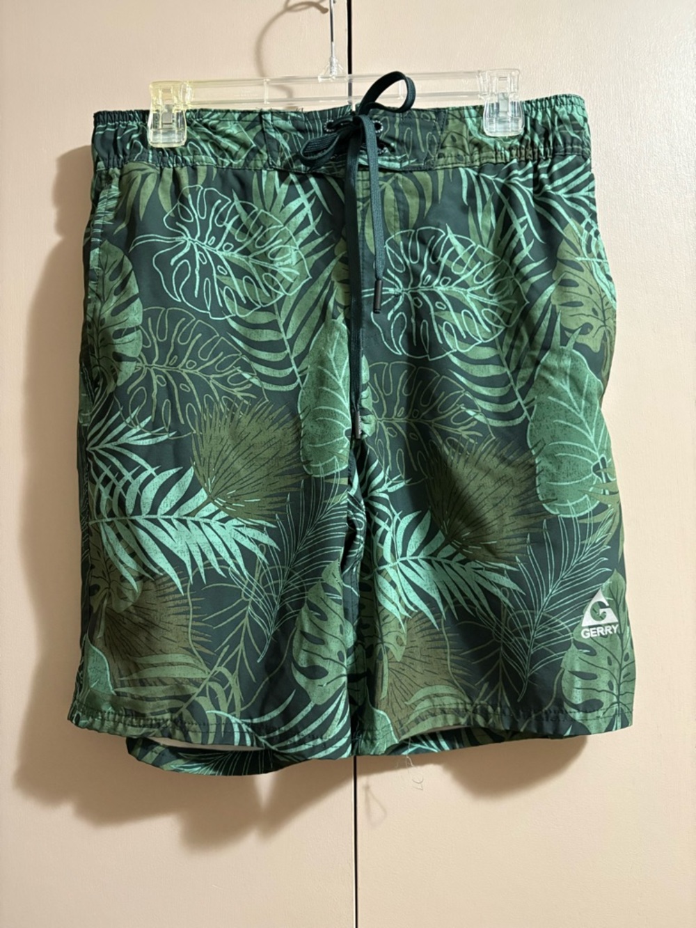 Gerry Weber Green Tropical Frond Leaf Swim Trunks Mens Medium
